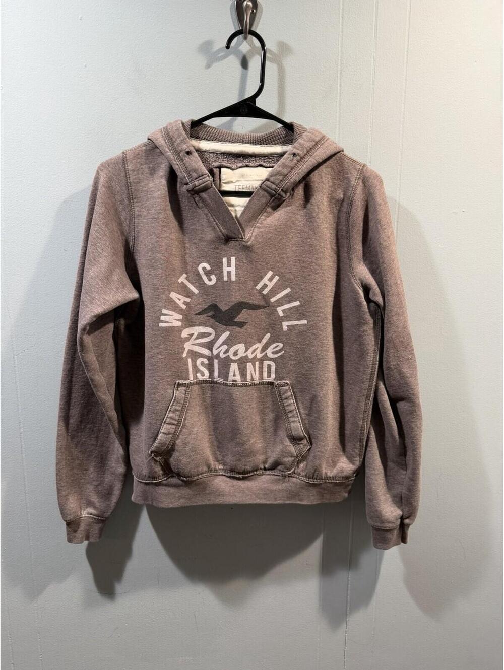 Womens Teemax Inc Hoodie Size Small Gray Rhode Island Print